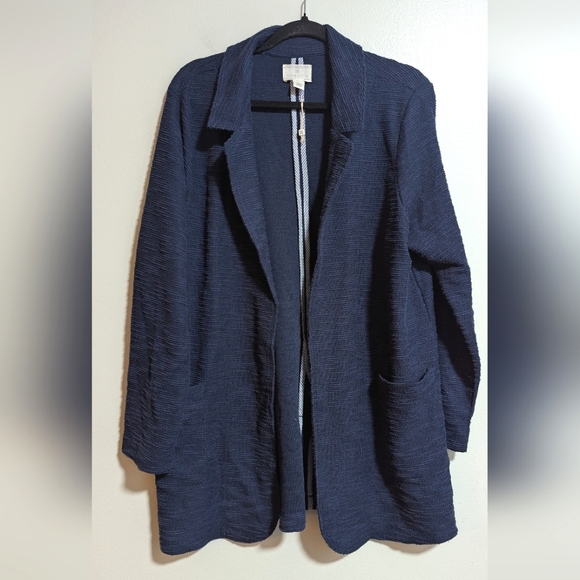 NWOT Caslon Navy Blue Oversized Open Front Blazer Cardigan Sweater Size XL - Picture 1 of 7